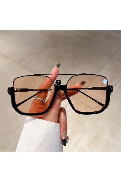 choice2 as picture shows black-champagne KAMMPT Vintage Oversized Sunglasses Fashion Men Women Square Shades