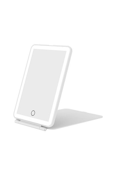 Choice WHITE LED Foldable Travel Makeup Mirror 3 Colors Light Modes USB Rechargeable Touch Screen Portable