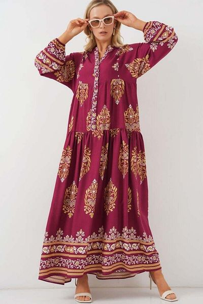 Aymood 2423 Rochie Hijab cu model autentic - Z.Burgundy