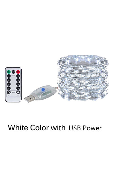 Choice سلسلة أضواء LED بيضاء بطول 10 أمتار تعمل بمنفذ USB ومزودة ببطارية وجها...