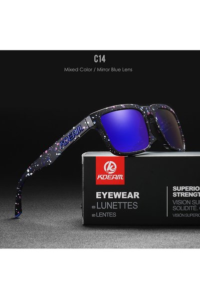 Choice C14 Mirrored Blue KDEAM 2022 Square Men's Polarized Sunglasses Outdoor...