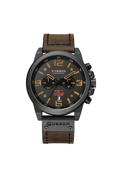 Curren Black Brown Curren 8314 Men Watch Business Leather Quartz Waterproof Six Needle Date Casual Fashion