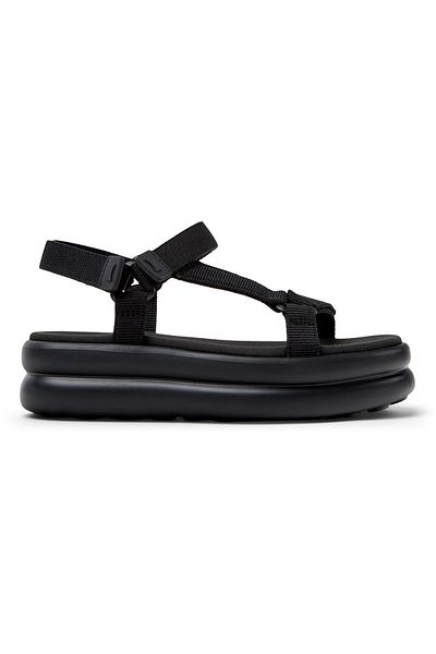 CAMPER Women's Black Hook And Loop Sandals with Comfortable High Sole for Daily Use PelotasFlotaUp