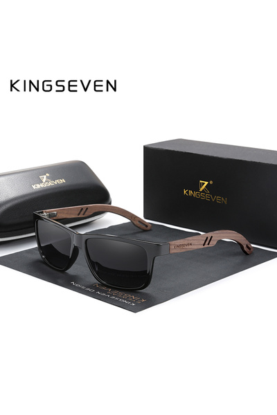 Choice Orignal black gray KINGSEVEN 100% Polarized Vintage Men Wooden Sunglas...