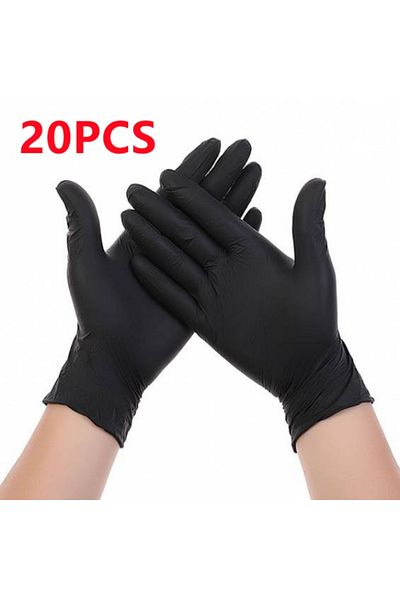 Choice S 20PCS Black Nitrile Disposable Gloves 20/100Count 4Mil Latex Free Textured Cleaning Gloves for Ind