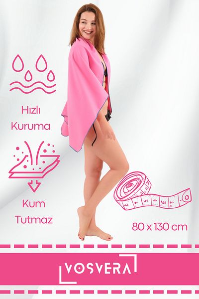 vosvera Beach Towel Premium Double Sided Microfiber - 80X130Cm, Quick Dry, Sand Resistant Sports Pool & Sea
