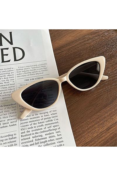 Choice Beige Cat Eye Shape Sunglasses Beach Sun Protection Sun Glasses Fashion Shades 90s Glasses Summer Ey