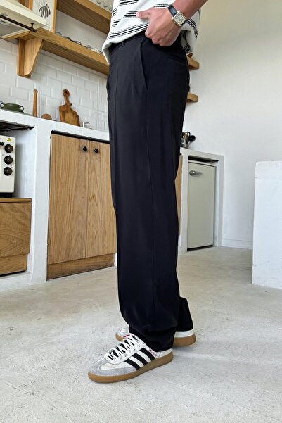 Flaw Wear Siyah Basic Kumaş Baggy Pantolon