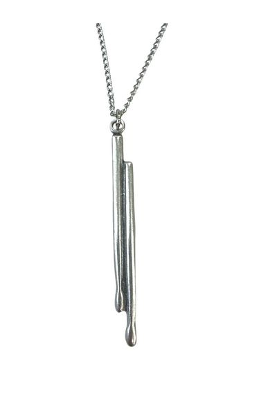 Herşey Nota Metal Necklace with Drumstick Figure – Unisex – Music Themed Jewelry 60 cm Chain