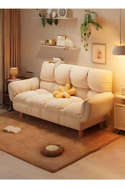 Taimi Seater Folding Sofa Bed, Adjustable Arms and Backrest, For Living Room, White - 125W x 48D x 74 H cm