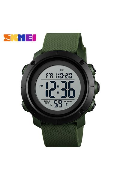 Skmei Army Green White Men Fashion Digital Watch Large Dial Alarm Clock Waterproof Watches Sport Out
