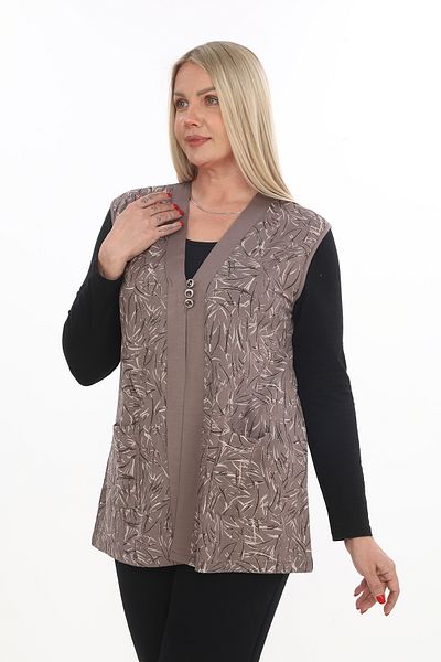 AfifeCOLLECTİON Γιλέκο με σχέδιο Mother Plus Size Γιλέκο βισκόζης
