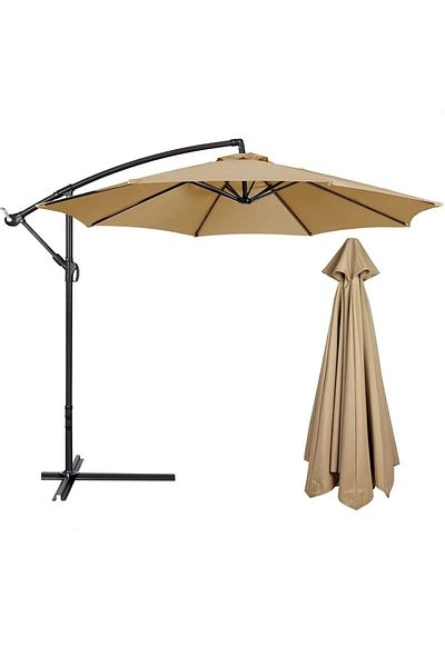 TodayShop Umbrelă de grădină 3M, reglabilă, impermeabilă, cu picior de susținere și cadru din oțel – bej