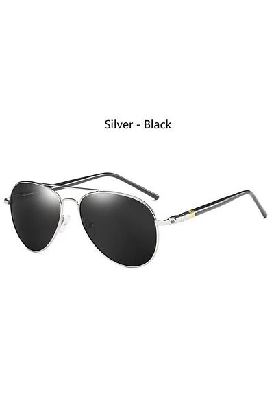 Choice 209(SILVER - BLACK) Fashion Aviator Polarized Sunglasses For Men Women Pilot Driving Fishing Metal S