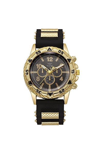 Choice ساعة يد رجالية رياضية أنيقة من السيليكون باللون الذهبي والأسود