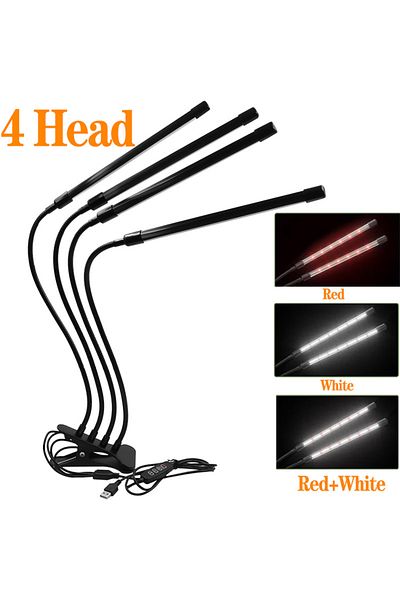 Choice USB A-Black-HB-4 Head Desk LED Grow Light Plant Lights for Indoor Plants,Full Spectrum With Clip Pla
