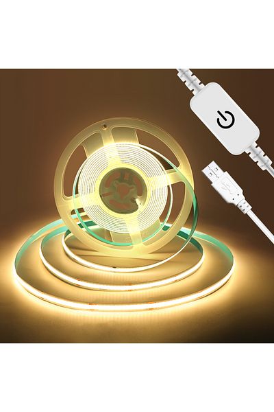 Choice Warm White 1m 5V COB Strip Lights Touch Dimmer USB Flexible Diode Tape Ribbon For Kitchen Garage DIY