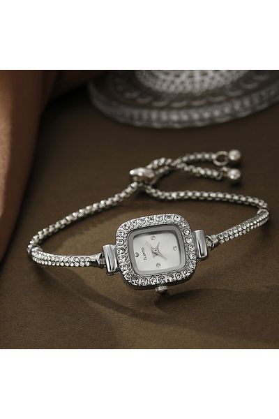 Choice WHITE New Fashion, Light Luxury Small And Popular Sparkling Women's Decorative Time Bracelet Watch