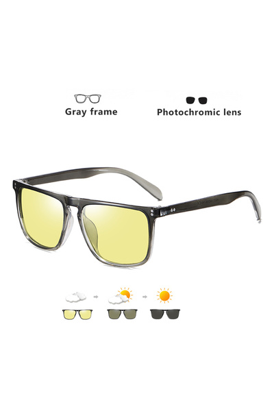 Choice نظارات شمسية مربعة فوتوكرومية بإطار رمادي أصلي من ماركة Rivet للرجال و...