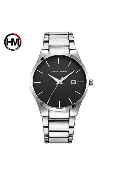 Choice ساعة هانا مارتن 17551Y-CH للرجال من الفولاذ المقاوم للصدأ، أنيقة وعملية، باللون الأسود، طراز بسيط 3B