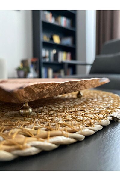 Layla Copper Dikdörtgen Dövme Desenli Bakır Kurabiyelik-Sunumluk