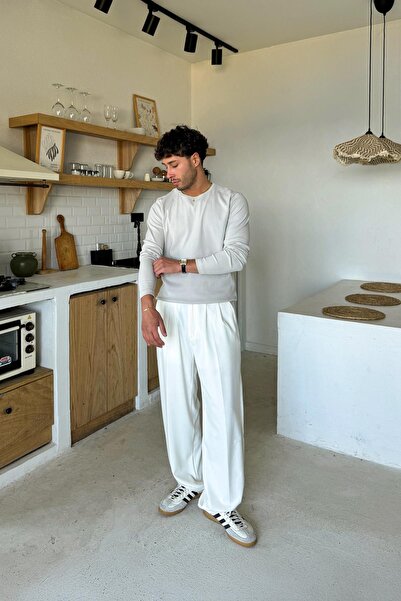 Flaw Wear Ekru Basic Kumaş Baggy Pantolon