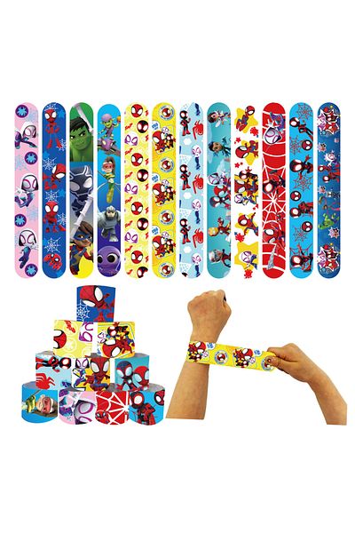 Miniso 24pcs Slap Bracelets 12/24/36pcs Spidey and His Amazing Friends Slap Bracelets Party Favors Gifts Go