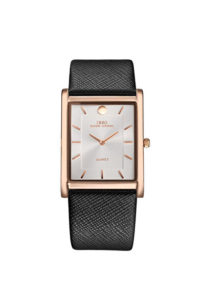 Choice ساعة IBSO B2232-WE-RG للرجال كوارتز بقرص مستطيل رفيع للغاية من الجلد الأصلي بتصميم عمل فاخر