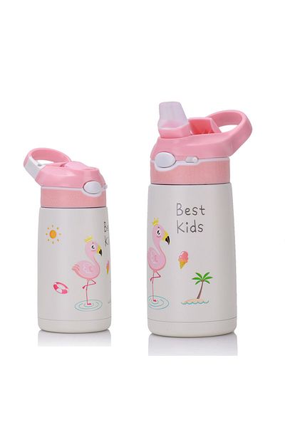 Choice 400ML Pink 400ML Children Thermos Water Bottle Kids Thermos Mug Baby Duck Billed Straw 316 Stainless