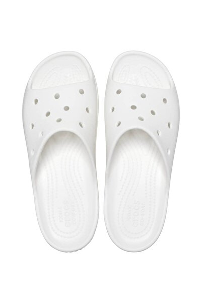 Crocs Papuci albi pentru femei Classic Platform Slide - 208180