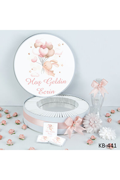 Genel Markalar 100 Adet İsme Özel Tavşanlıı Balonlu Kız Bebek Çikolatası