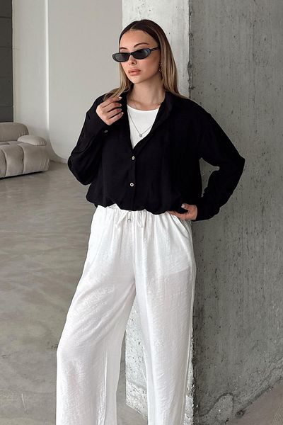 Olcay Cămașă scurtă Chrush cu maiou și accesorii pentru colier NEGRU 9353