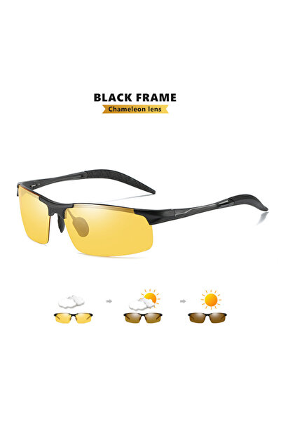 Choice نظارات شمسية مستقطبة للرجال من LIOUMO بإطار أسود وأعلى أصفر مضادة للتو...