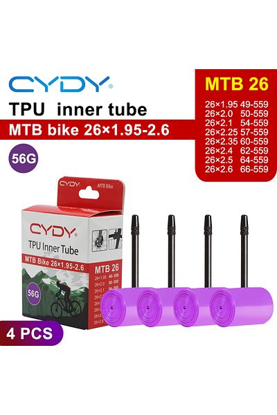 Choice 26x1.95-2.6 4PCS CYDY TPU MTB Bike Inner Tube Camera 29 26 27.5 29x1.95 2.0 2.1 2.2 2.3 2.4 2.5 2. 6