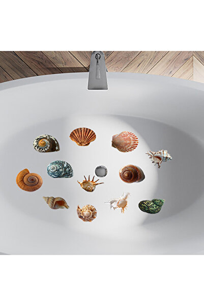 Choice ملصق حوض استحمام متعدد الاستخدامات، 6 قطع، بتصميم صدفة محارة، غير قابل للانزلاق، لتزيين الحمام - ذاتي اللصق، غير لامع