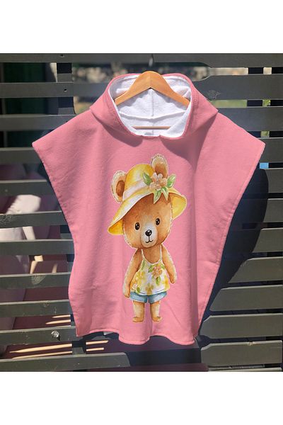 milroma Teddy Pattern Digital Printed Cotton Poncho Towel 60X60 cm