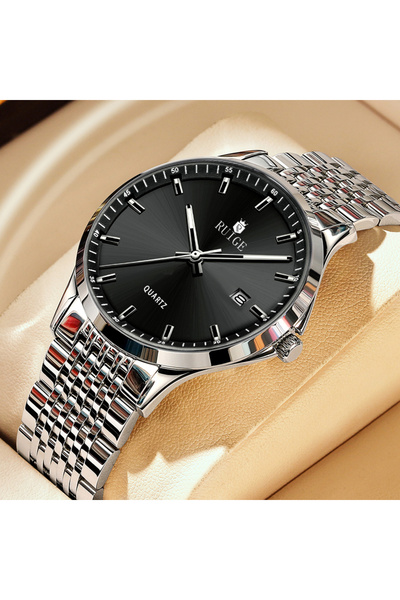 Choice ساعة رجالية من RUIGE، كوارتز، تقويم من الفولاذ المقاوم للصدأ، إضاءة لي...