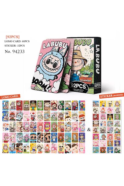 Choice A 92pcs Lomo cards,Cartoon photo card LABUBU greeting cards, LABUBU collectible cards, double-side.
