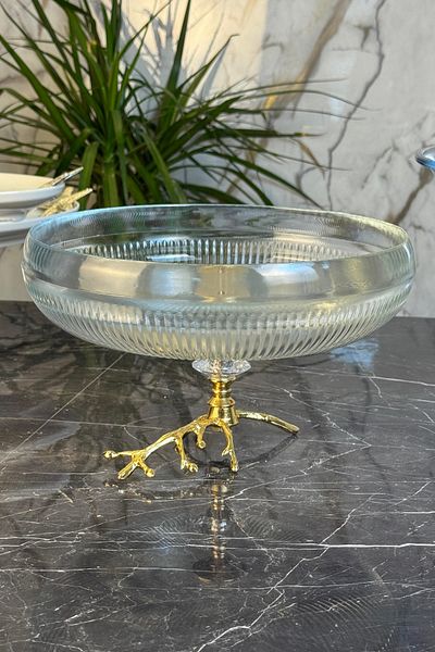 MAY HOME Glass Presentation Bowl with Branch Legs & Fruit Salad Serving