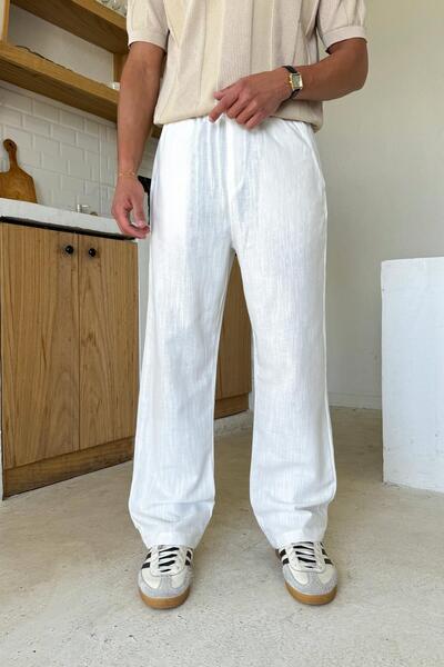 Flaw Wear Ecru Elastic Waist Regular Trousers