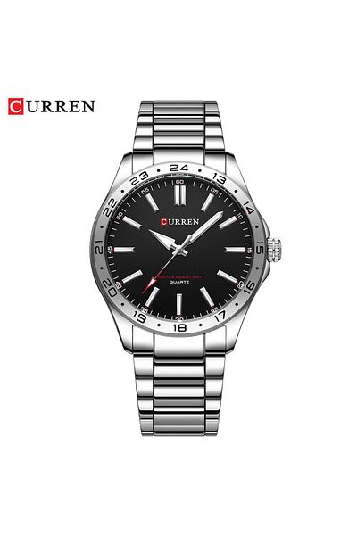 Curren silver black CURREN Men Fashion Ultra Thin Watches Simple Men Business Stainless Steel Quartz Watch