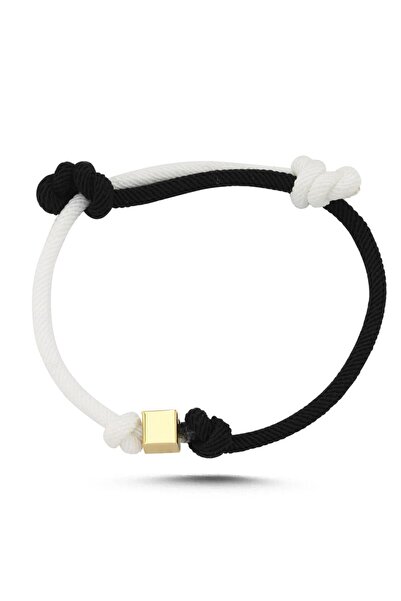 Koçak 14 Ayar Siyah Beyaz Altın İpli Bileklik