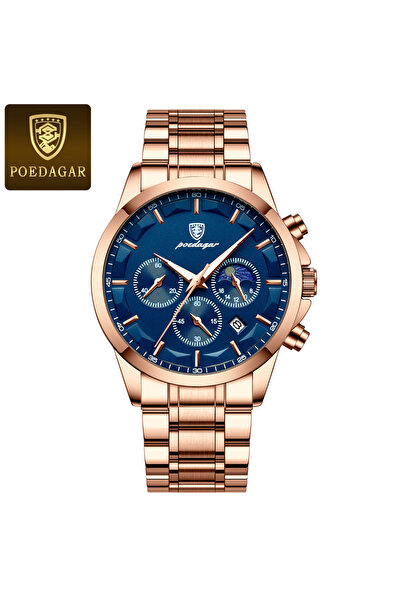 Choice ساعة يد رجالية فاخرة من الذهب الوردي عيار 928 S POEDAGAR عسكرية مقاومة...