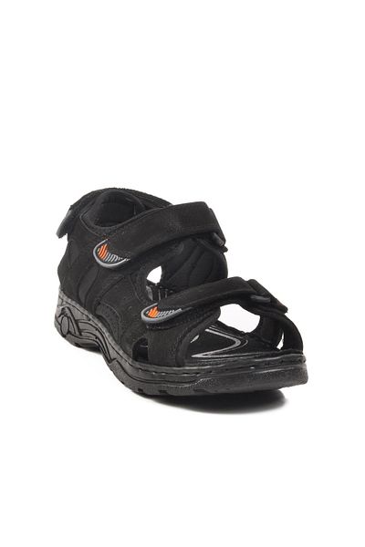 AYAKMOD Μαύρα Nubuck Γνήσιο Δέρμα Αγόρια Σανδάλια 1305 G