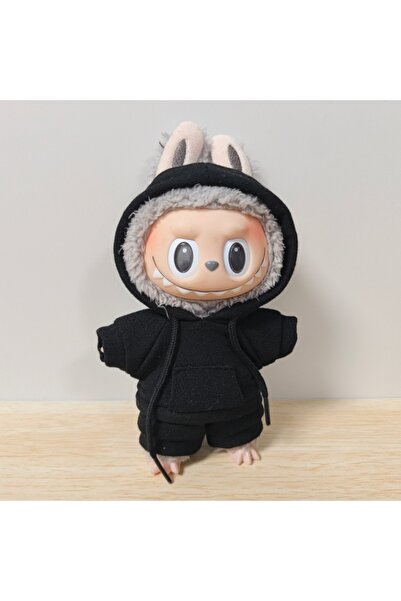 Choice مجموعة ملابس دمية لابوبو سوداء مقاس 17 سم بلون سادة مع هودي وبنطال من ...