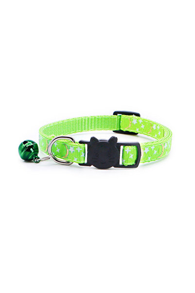 Choice green New Gold Stars and Moon Cat Collar with Reflective Safety Buckle and Bell Adjustable Cats And