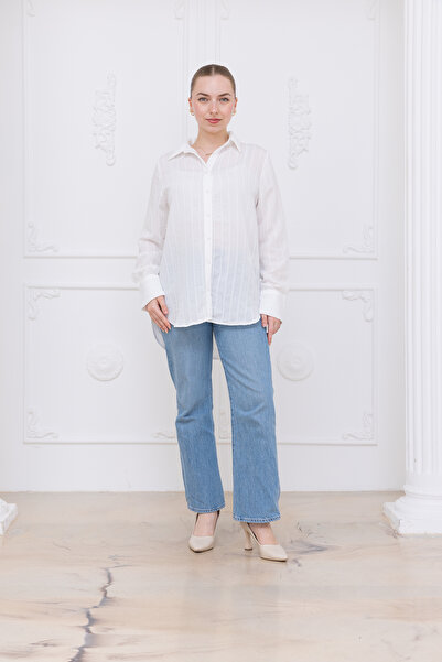 Meşe Moda cămașă albă tip tunica