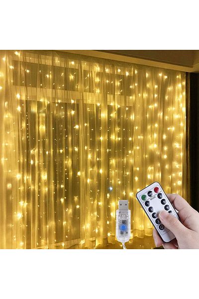 Choice 3x3M Warm White LED Curtain Lights Bedroom Lights 3*3M USB Fairy String 8 Mode Remote Garland Weddin