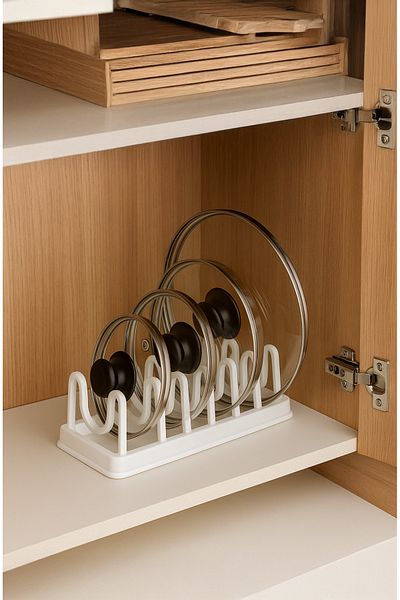 Gondol 6 Compartment Pot Lid Organizer – Transparent, Durable and Practical Kitchen Organizer