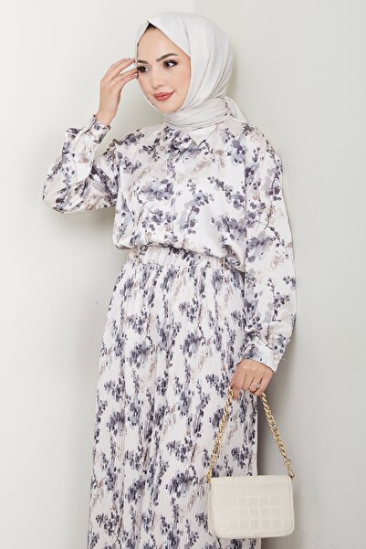 InStyle Сатиновий комплект з антрацитовою спідницею з воланами